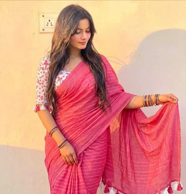 Purple_Chiffon_Striped_Saree_For_Women