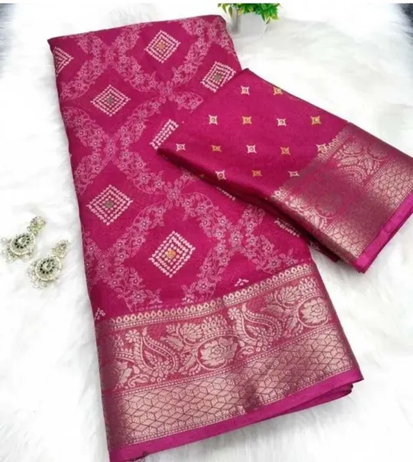 Pink_Pure_Silk_Woven_And_Geometric_Print_And_Floral_Print_And_Self_Design_Saree_For_Women