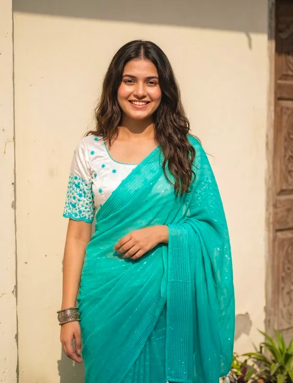 Tranding_Bollywood_Georgette_Saree_With_Printed_Blouse