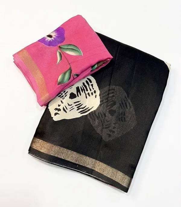 Printed,_Floral_Print_Cotton_Saree_With_Printed_Blouse_And_printed_pallu