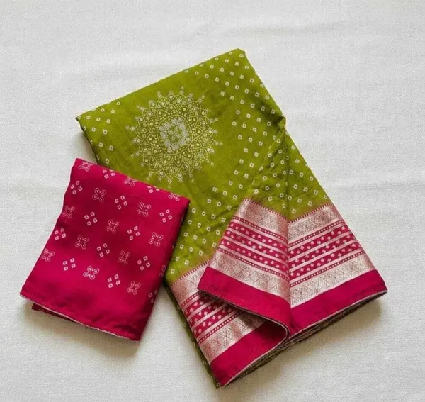 Green_Chiffon_Self_Design_And_Printed_And_Woven_Saree_For_Women