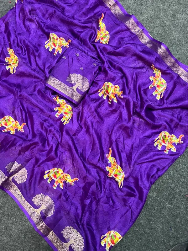 Animal_Print,_Floral_Print,_Printed,_Woven_Bollywood_Jacquard_Saree_(Purple)