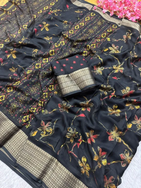 Black_Cotton_Silk_Floral_Print_And_Embroidered_And_Woven_And_Graphic_Print_Saree_For_Women