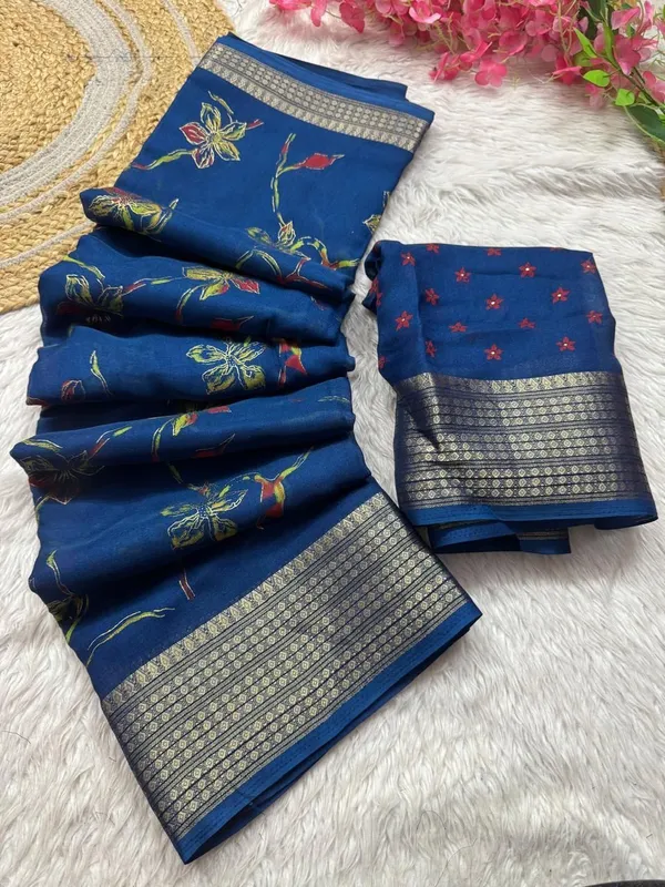 Blue_Cotton_Silk_And_Pure_Cotton_Floral_Print_Saree_For_Women