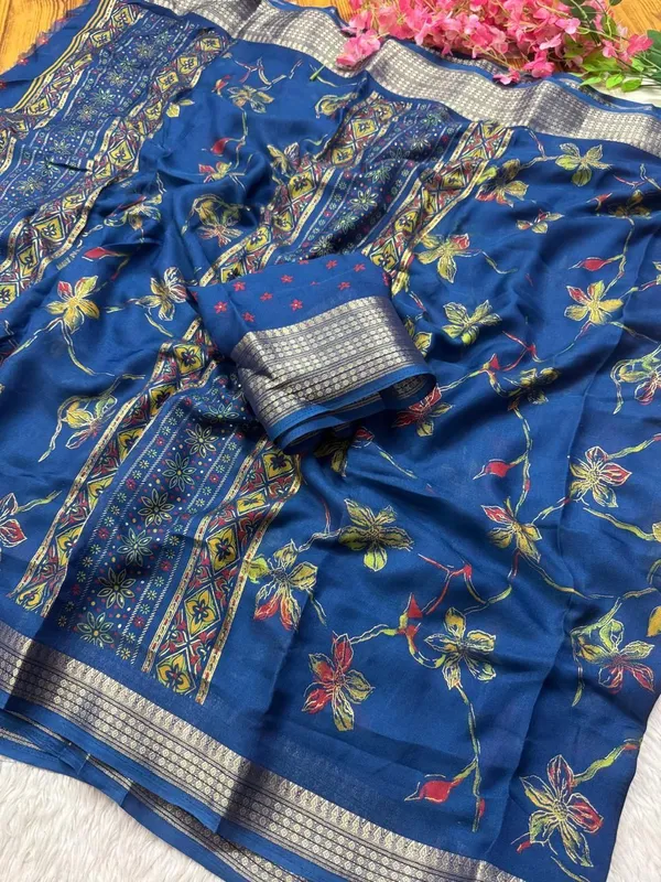 Blue_Cotton_Silk_And_Pure_Cotton_Floral_Print_Saree_For_Women