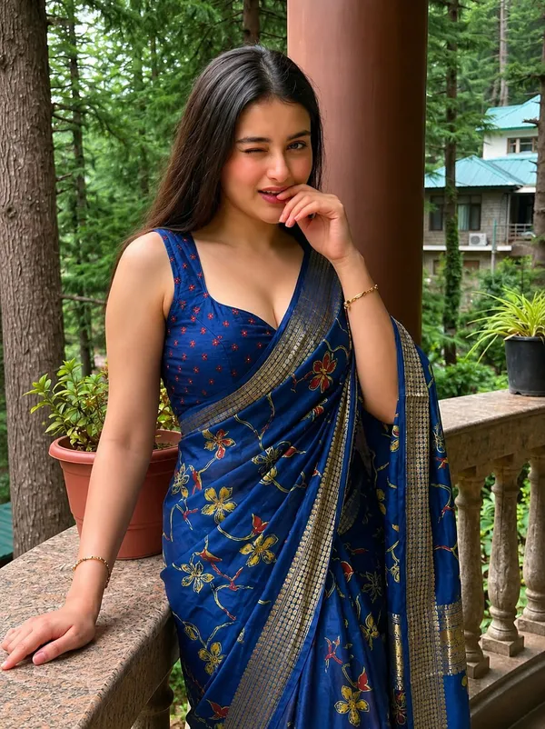 Blue_Cotton_Silk_Floral_Print_And_Printed_And_Woven_Saree_For_Women