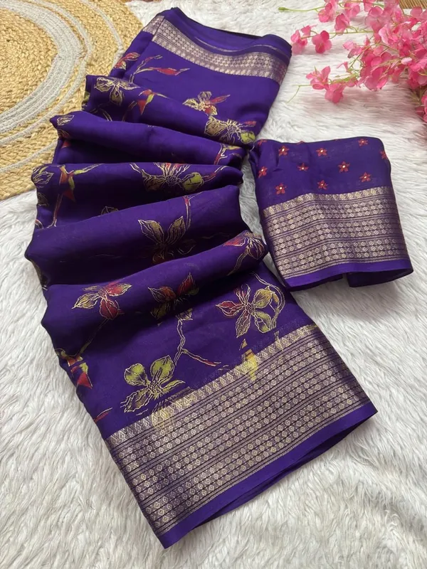 Purple_Cotton_Silk_And_Pure_Cotton_Floral_Print_Saree_For_Women