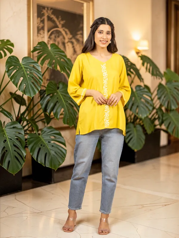 Sahiba_Luxury_Rayon_Yellow_Chikankari_Top