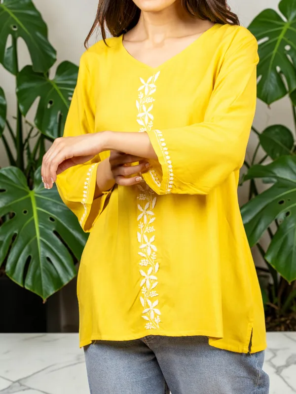 Sahiba_Luxury_Rayon_Yellow_Chikankari_Top