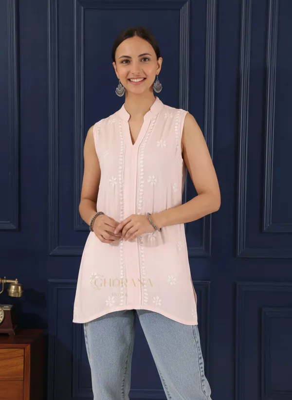 Heer_Modal_Baby_Pink_Chikankari_Top