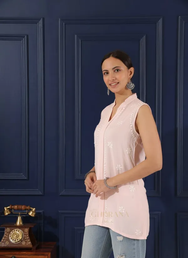 Heer_Modal_Baby_Pink_Chikankari_Top