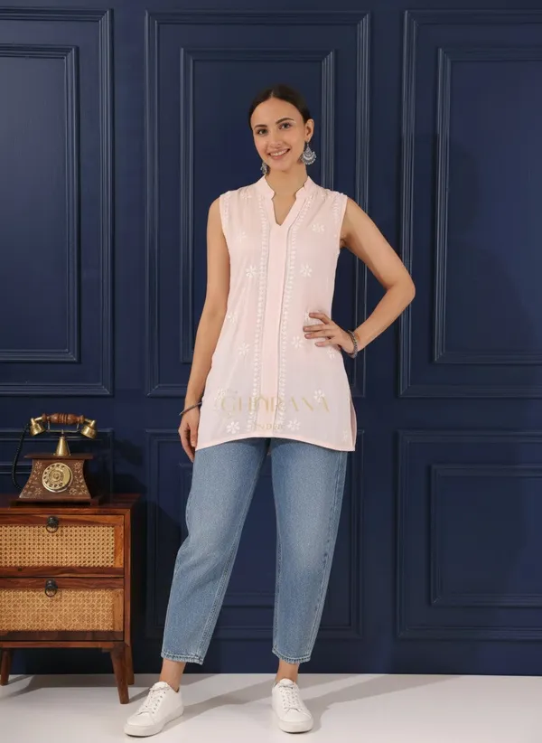 Heer_Modal_Baby_Pink_Chikankari_Top