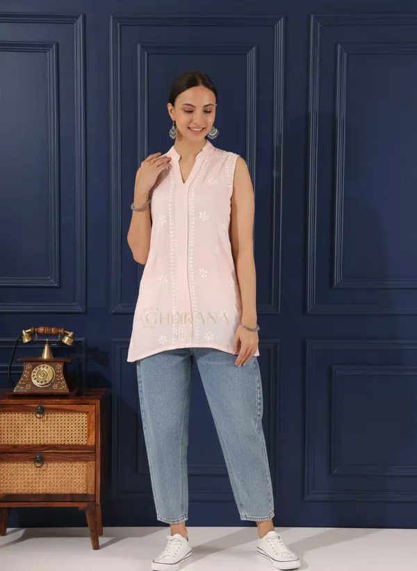 Heer_Modal_Baby_Pink_Chikankari_Top