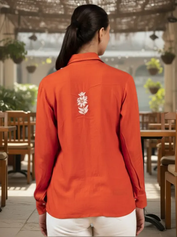 Sahiba_Luxury_Rayon_Burnt_Orange_Chikankari_Shirt_Top