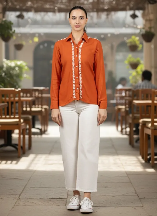 Sahiba_Luxury_Rayon_Burnt_Orange_Chikankari_Shirt_Top