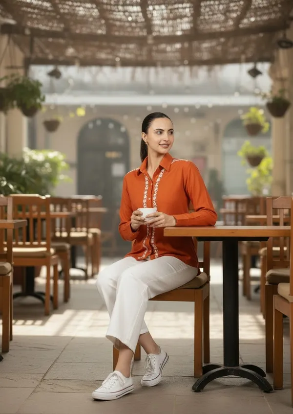 Sahiba_Luxury_Rayon_Burnt_Orange_Chikankari_Shirt_Top