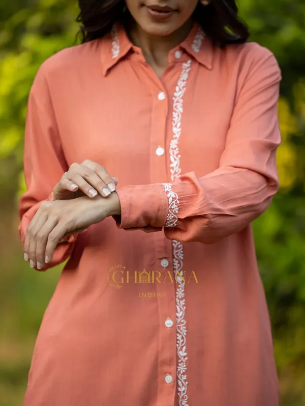 Sahiba_Luxury_Rayon_Blush_Red_Chikankari_Long_Shirt