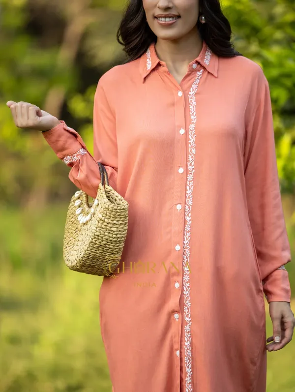 Sahiba_Luxury_Rayon_Blush_Red_Chikankari_Long_Shirt