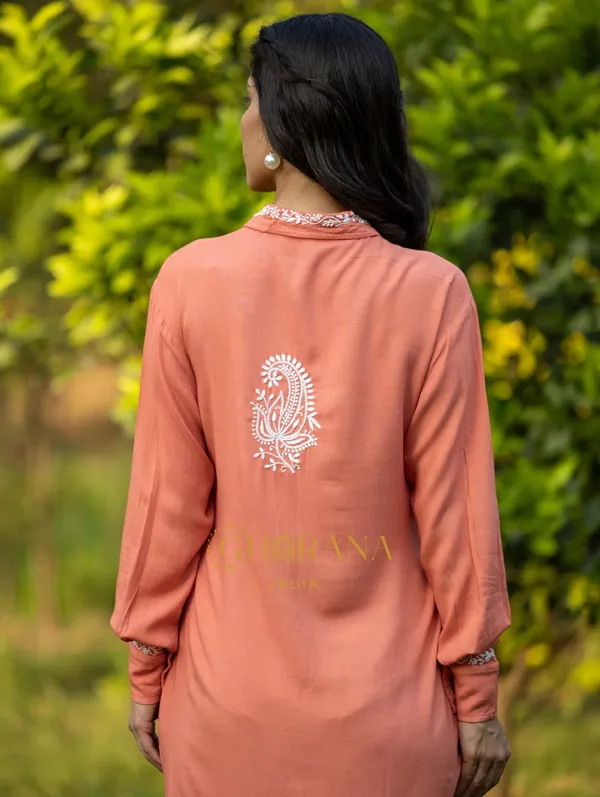 Sahiba_Luxury_Rayon_Blush_Red_Chikankari_Long_Shirt