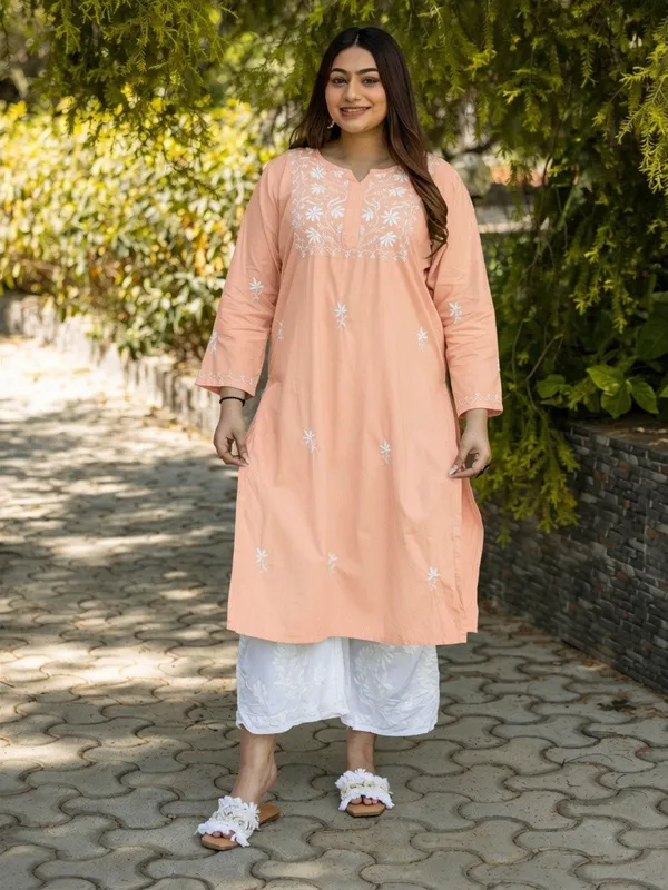 Sahiba_Peach_Pink_Pure_Cotton_Chikankari_Kurta_With_Very_Intricate_Hand_Embroidery