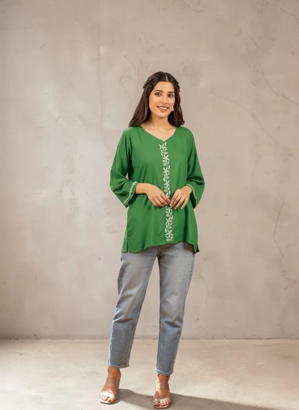 Sahiba_Luxury_Rayon_Green_Chikankari_Top