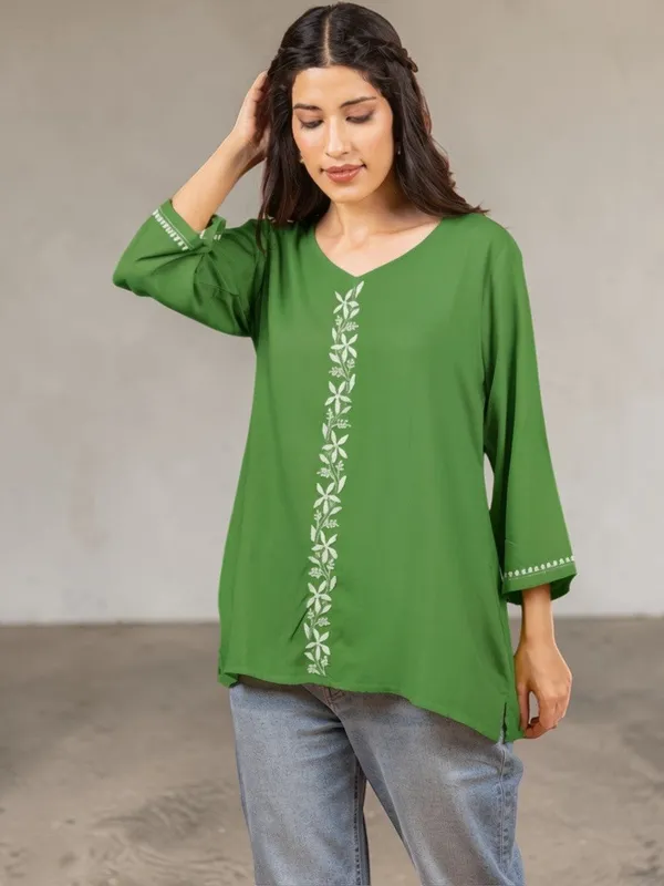 Sahiba_Luxury_Rayon_Green_Chikankari_Top