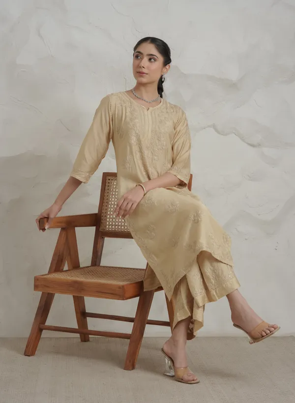 Ruhi_Chanderi_Chikankari_Beige_Kurta_Set_With_Embroidered_Palazzo
