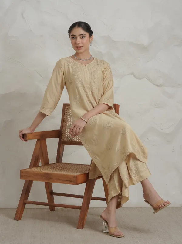 Ruhi_Chanderi_Chikankari_Beige_Kurta_Set_With_Embroidered_Palazzo