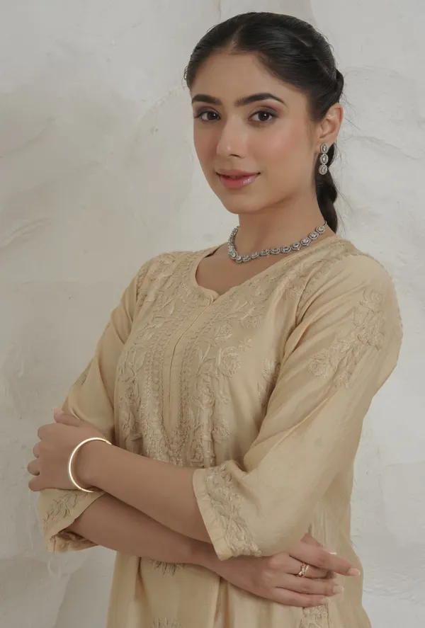 Ruhi_Chanderi_Chikankari_Beige_Kurta_Set_With_Embroidered_Palazzo