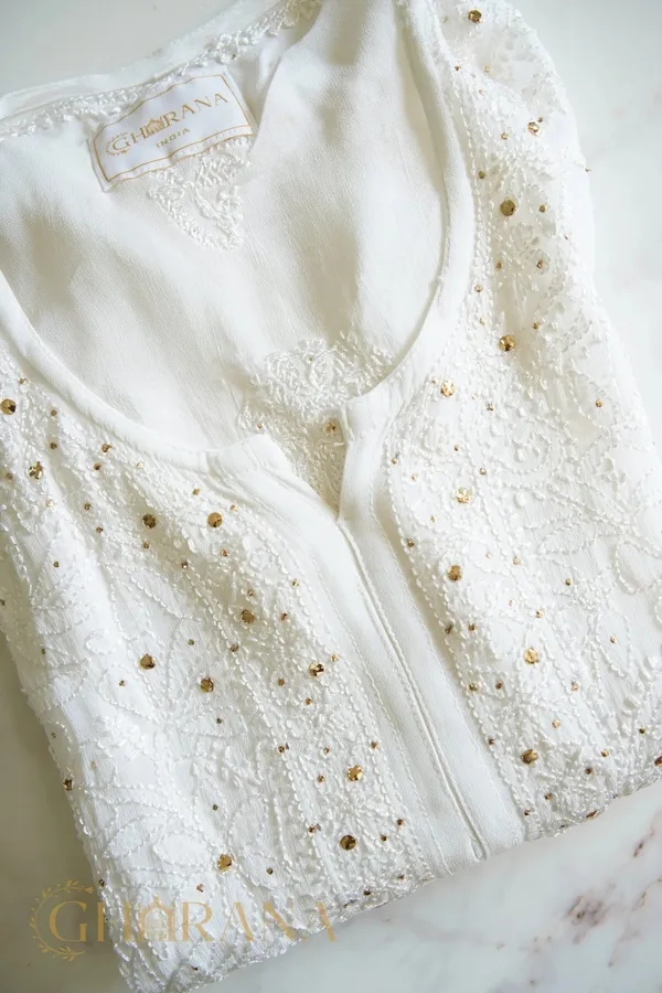 Ishq_Georgette_Kurta_With_Resham_Jaal_And_Mukaish_Work_White