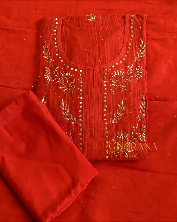 Premium_Mulchanderi_3_Pc_Semi_Stitched_Tunic_Dupatta_Bottom_In_Kamdani_Work_Bright_Red