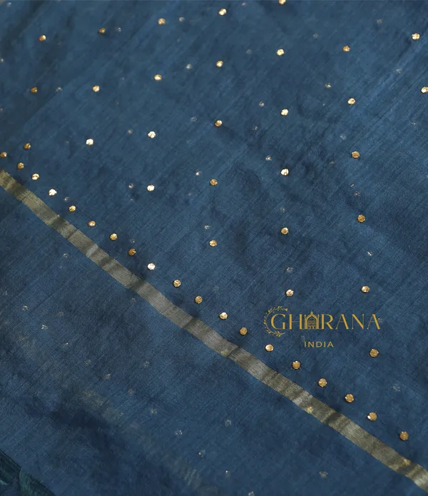Premium_Mulchanderi_3_Pc_Semi_Stitched_Tunic_Dupatta_Bottom_In_Kamdani_Work_Cobalt_Blue