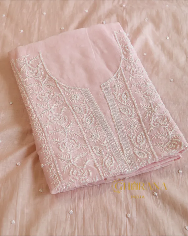 Premium_Mulchanderi_3_Pc_Unstitched_Kurta_Dupatta_And_Bottom_Set_In_Pearl_Katdana_Jaal_Work_Light_Pink
