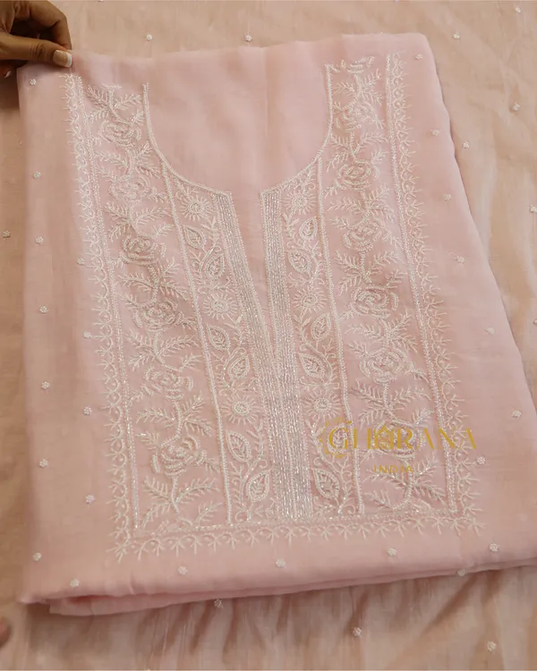 Premium_Mulchanderi_3_Pc_Unstitched_Kurta_Dupatta_And_Bottom_Set_In_Pearl_Katdana_Jaal_Work_Light_Pink