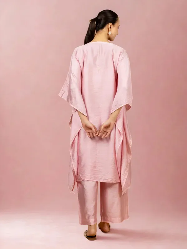 Premium_Chanderi_Silk_Baby_Pink_Chikankari_Kaftan_Set