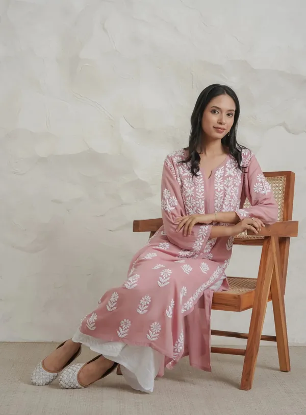 Myra_Modal_Fine_Cotton_Chikan_Kari_Kurta_Onion_Pink