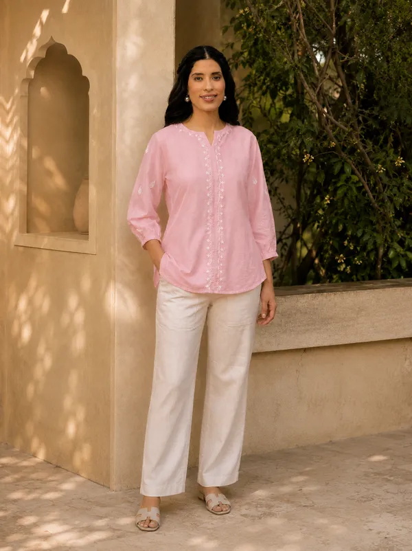Saheba_Chanderi_Silk_Chikankari_Light_Pink_Top_Pink