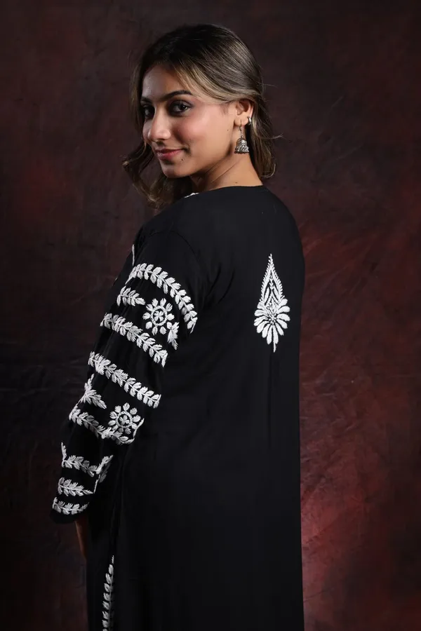Ishq_Modal_Black_Chikankari_Kurta_With_Bangle_Work