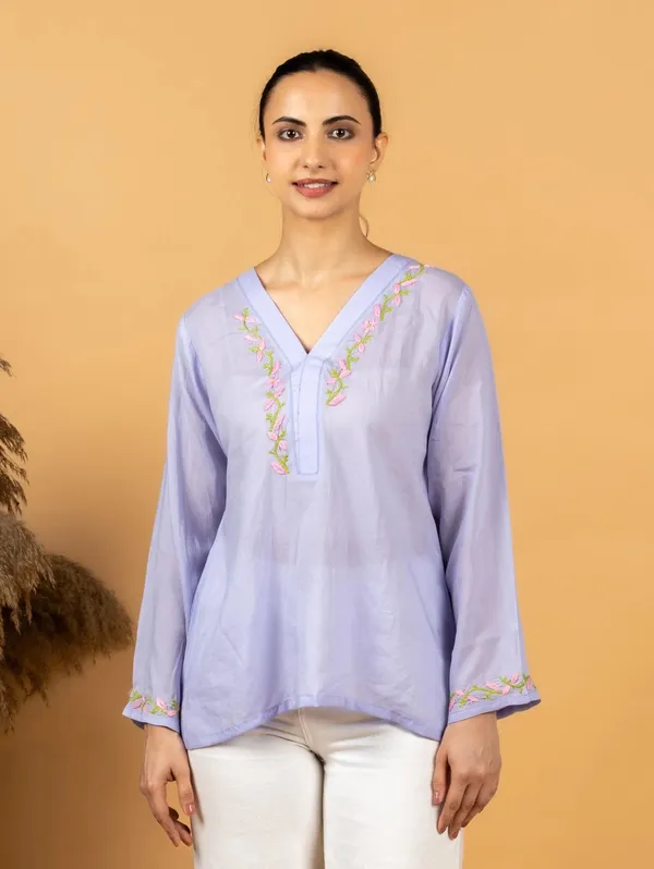 Sahiba_Premium_Modal_Cotton_Lavender_Chikankari_Top