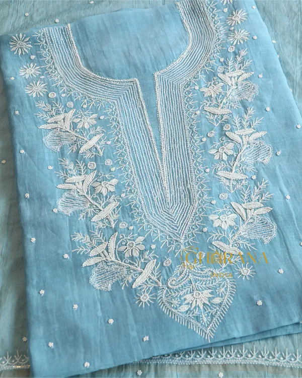 Premium_Mulchanderi_3_Pc_Unstitched_Kurta_Dupatta_And_Bottom_Set_In_Pearl_Katdana_Jaal_Work_Powder_Blue
