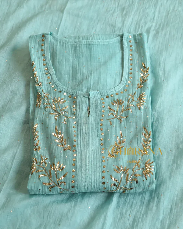Premium_Mulchanderi_3_Pc_Semi_Stitched_Tunic_Dupatta_Bottom_In_Kamdani_Work_Sea_Green
