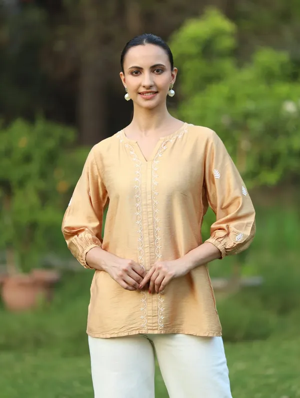 Sahiba_Chanderi_Silk_Golden_Beige_Chikankari_Top