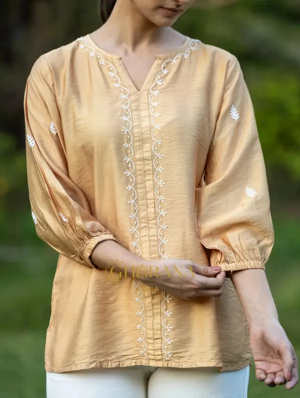Sahiba_Chanderi_Silk_Golden_Beige_Chikankari_Top