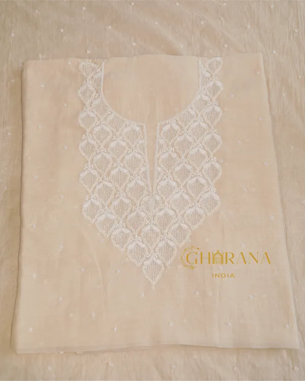Premium_Mulchanderi_3_Pc_Unstitched_Kurta_With_Dupatta_And_Bottom_Set_In_Pearl_Katdana_Jaal_Work_Ivory