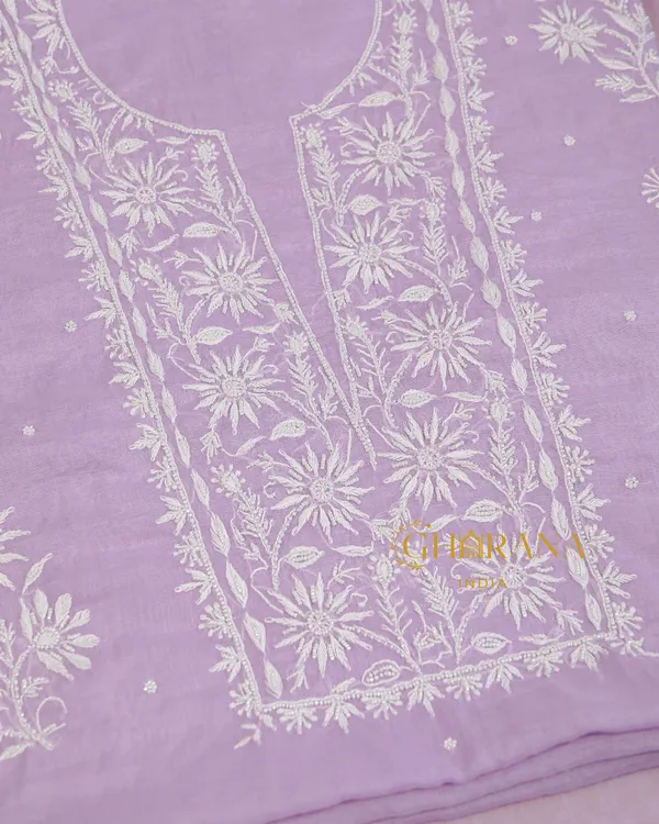 Premium_Mulchanderi_3_Pc_Unstitched_Kurta_With_Dupatta_And_Bottom_Set_In_Pearl_Jaal_Work_Lavender