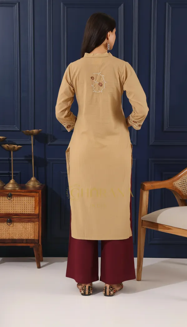 Heer_Mul_Cotton_Beige_Chikankari_Kurta_Set