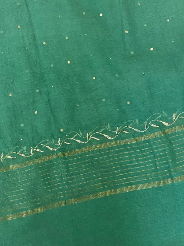 Premium_Mulchanderi_3_Pc_Unstitched_Tunic_Dupatta_Bottom_In_Kamdani_Work_Mango_Green