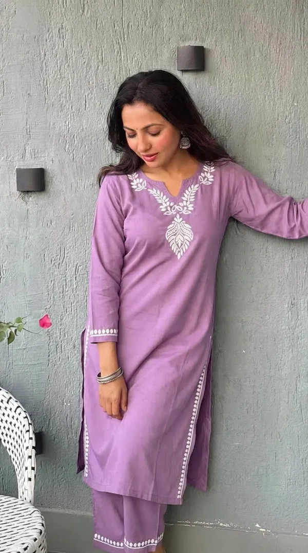 Heer_Rayon_2_Pc_Lavender_Chikankari_Kurta_Set