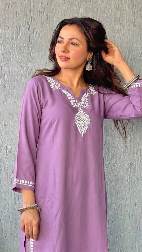 Heer_Rayon_2_Pc_Lavender_Chikankari_Kurta_Set