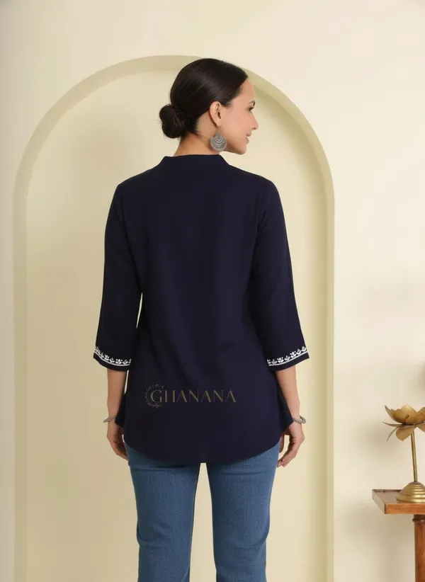 Ishq_Rayon_Navy_Blue_Chikankari_Top_With_Fine_Embroidery